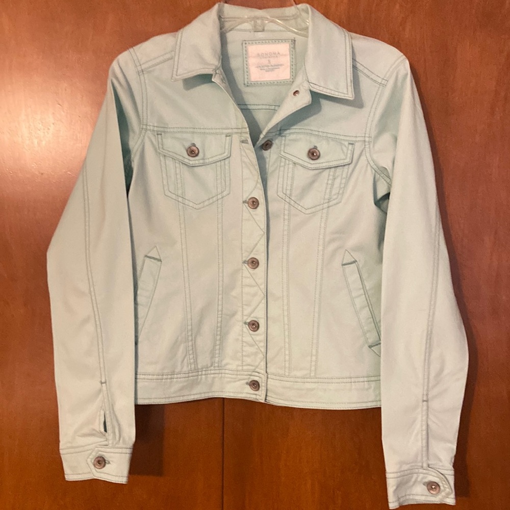 Sonoma light weight Jacket w/pockets - cotton/spandex size Small in Mint Green